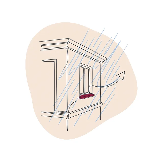 Angle de façade sous une pluie battante poussée par le vent